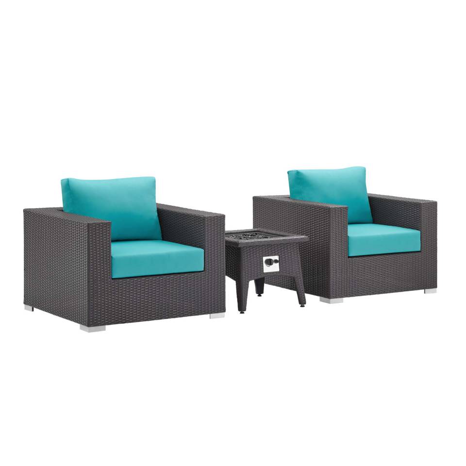 Modway Convene 3 Piece Set Outdoor Patio with Fire Pit - EEI-3727 | Outdoor Sofas, Loveseats & Sectionals | Modishstore - 10