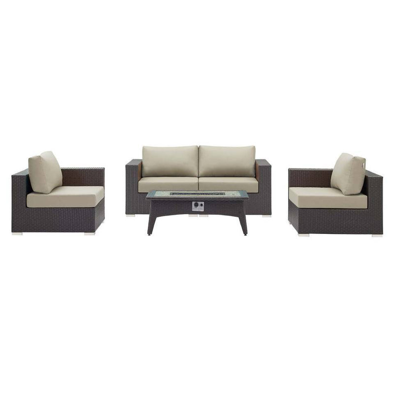 Modway Convene 5 Piece Set Outdoor Patio with Fire Pit - EEI-3728 | Outdoor Sofas, Loveseats & Sectionals | Modishstore - 5