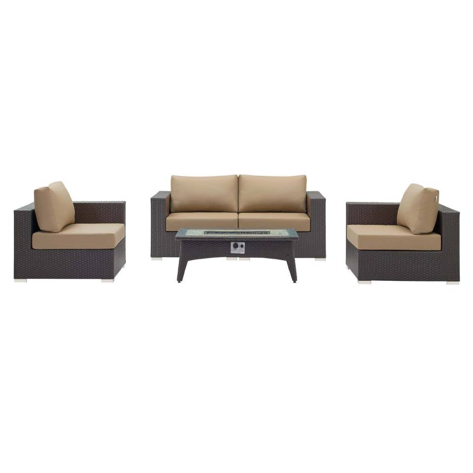 Modway Convene 5 Piece Set Outdoor Patio with Fire Pit - EEI-3728 | Outdoor Sofas, Loveseats & Sectionals | Modishstore - 2