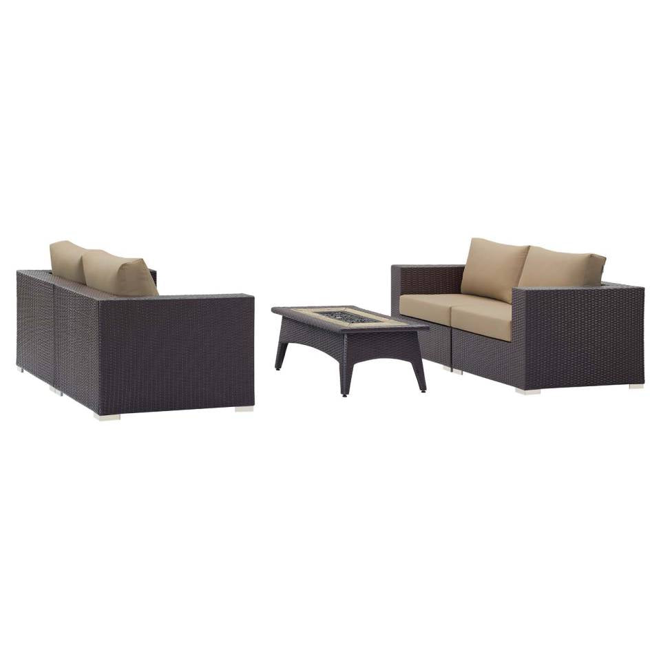 Modway Convene 5 Piece Set Outdoor Patio with Fire Pit - EEI-3728 | Outdoor Sofas, Loveseats & Sectionals | Modishstore - 3