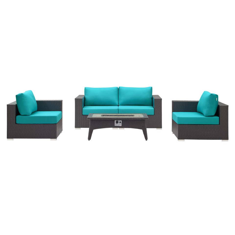 Modway Convene 5 Piece Set Outdoor Patio with Fire Pit - EEI-3728 | Outdoor Sofas, Loveseats & Sectionals | Modishstore - 9