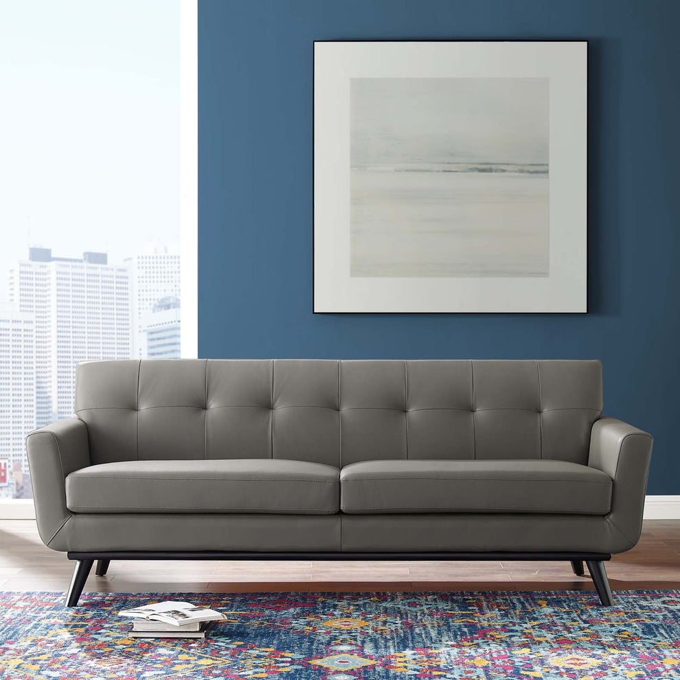 Modway Engage Top-Grain Leather Living Room Lounge Sofa - EEI-3733 | Sofas | Modishstore - 1