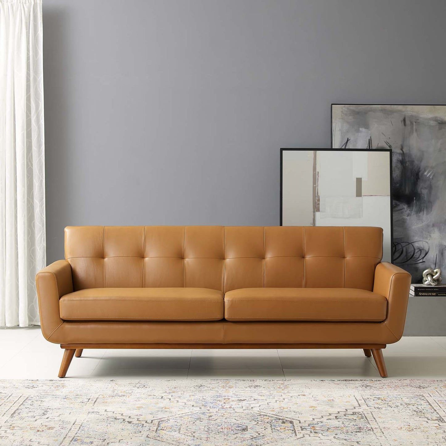 Modway Engage Top-Grain Leather Living Room Lounge Sofa | Sofas | Modishstore-9