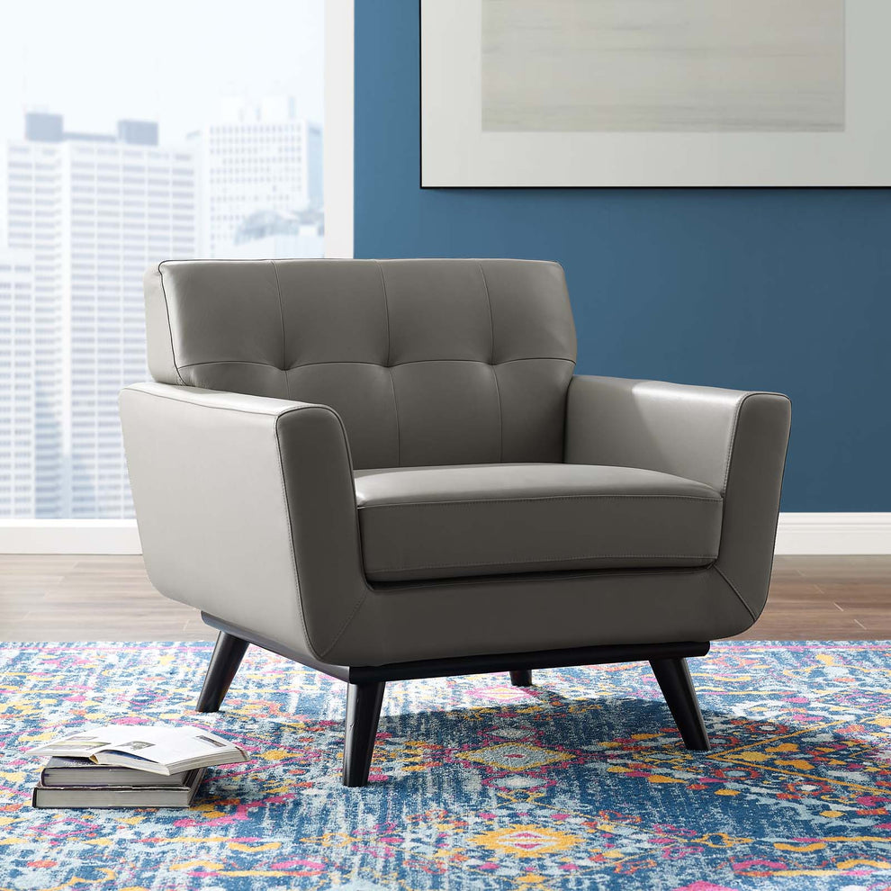 Modway Engage Top-Grain Leather Living Room Lounge Accent Armchair - EEI-3734 | Armchairs | Modishstore - 1