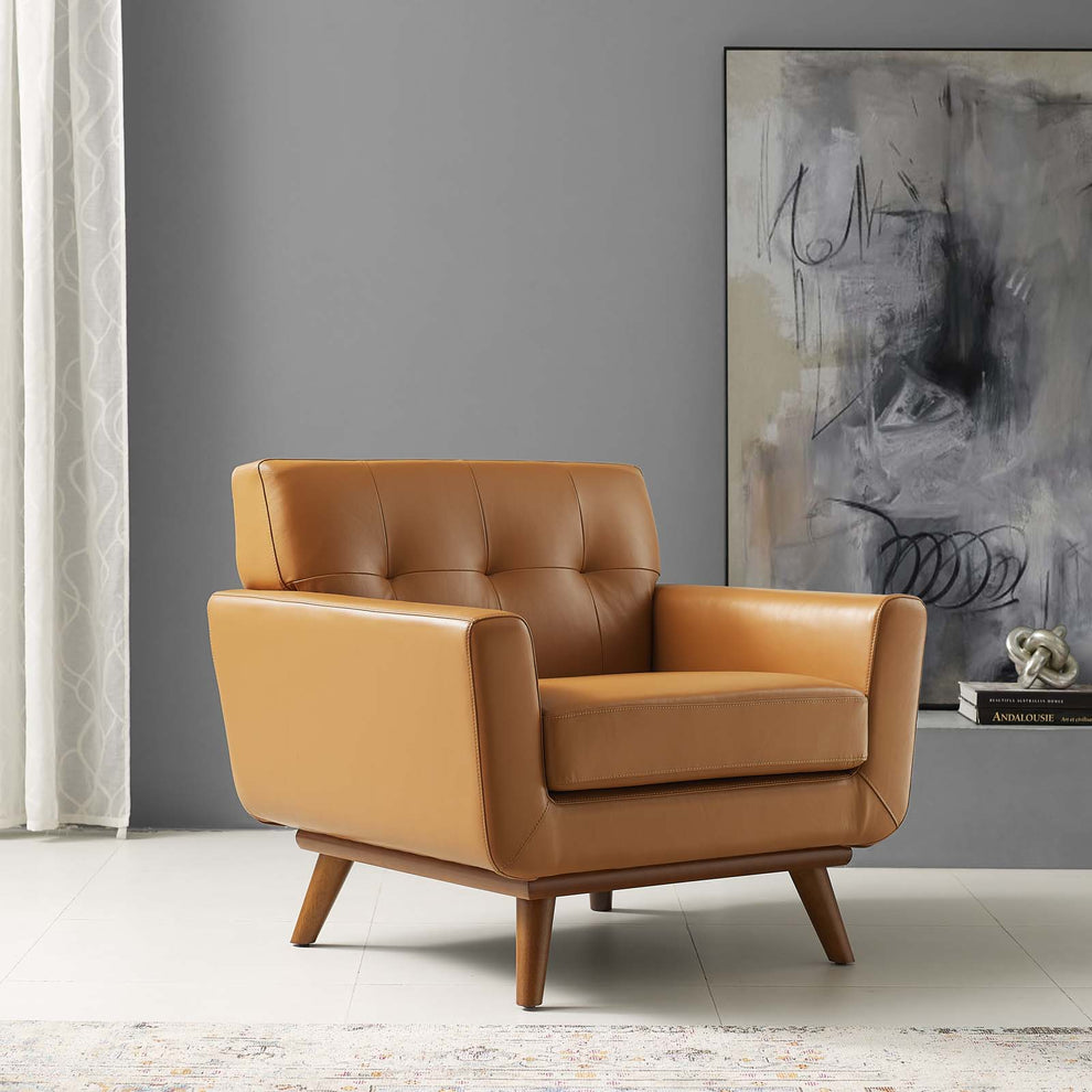 Modway Engage Top-Grain Leather Living Room Lounge Accent Armchair - EEI-3734 | Armchairs | Modishstore - 7