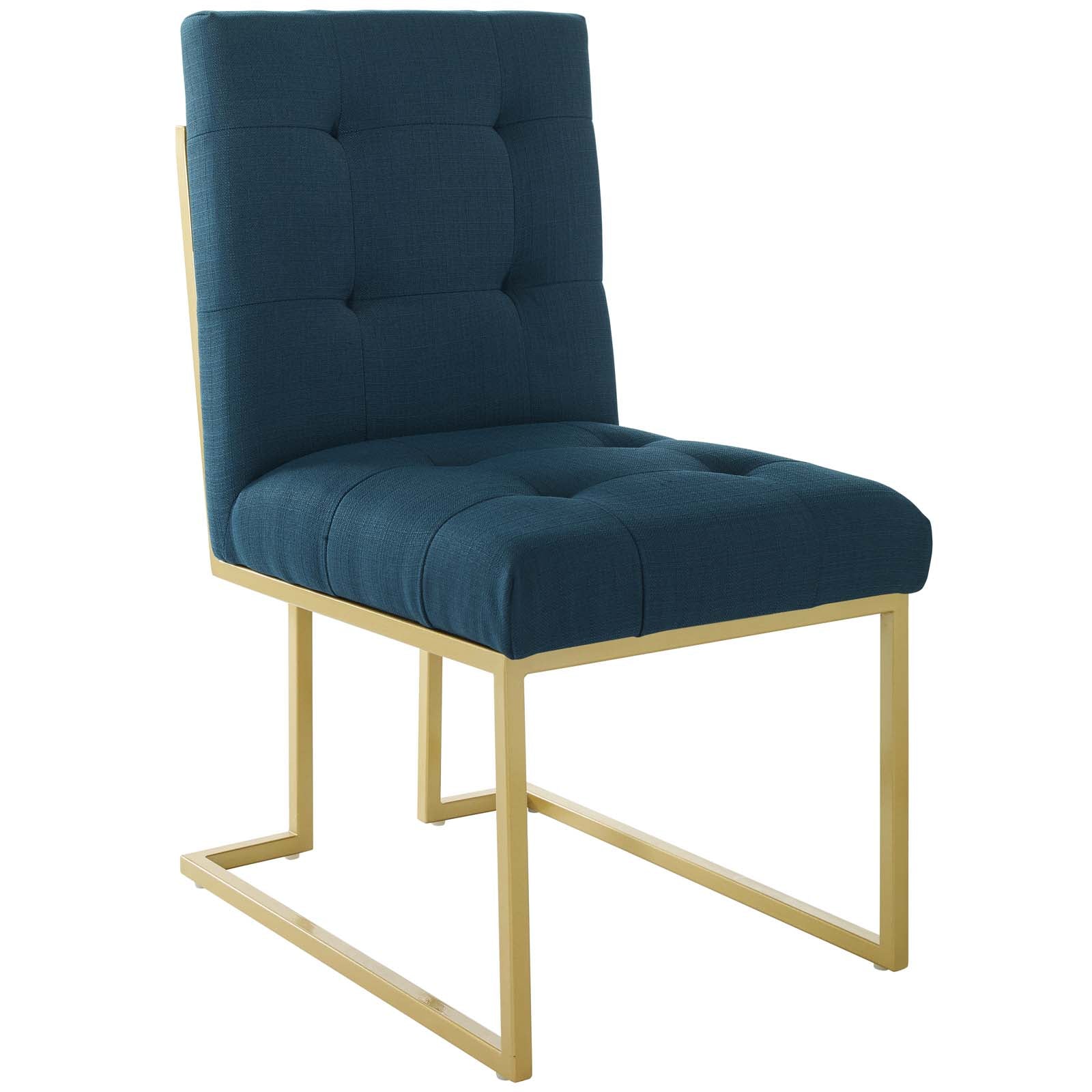 Modway Privy Gold Stainless Steel Upholstered Fabric Dining Accent Chair | Dining Chairs | Modishstore-2