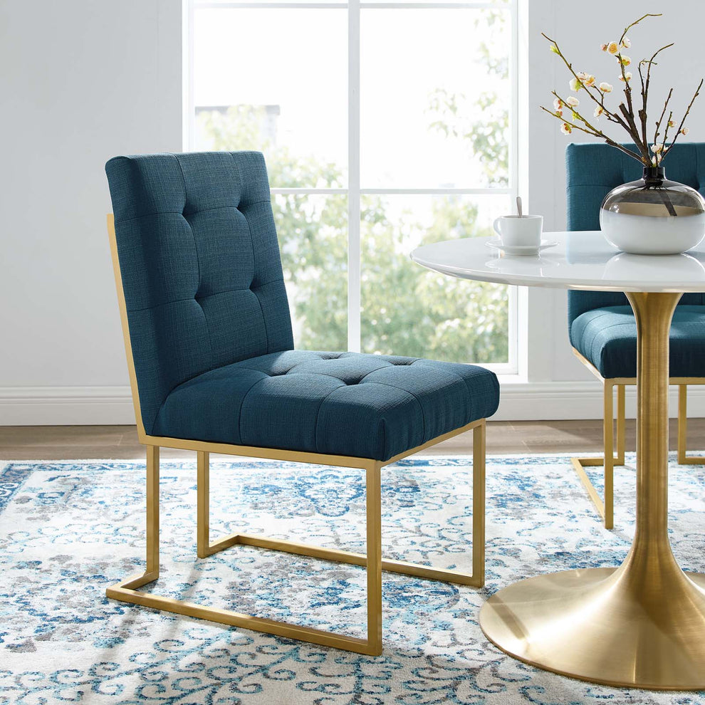 Modway Privy Gold Stainless Steel Upholstered Fabric Dining Accent Chair - EEI-3743 | Dining Chairs | Modishstore - 1