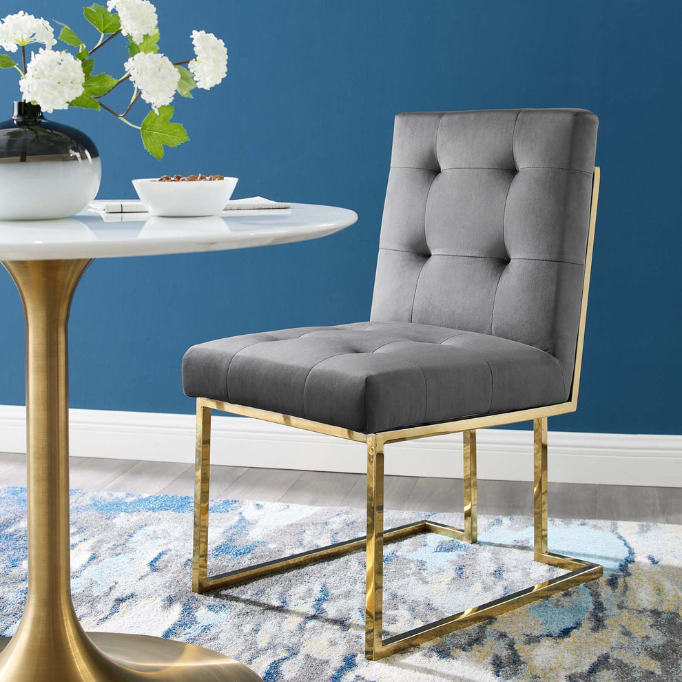 Modway Privy Gold Stainless Steel Performance Velvet Dining Chair - EEI-3744 | Dining Chairs | Modishstore - 1