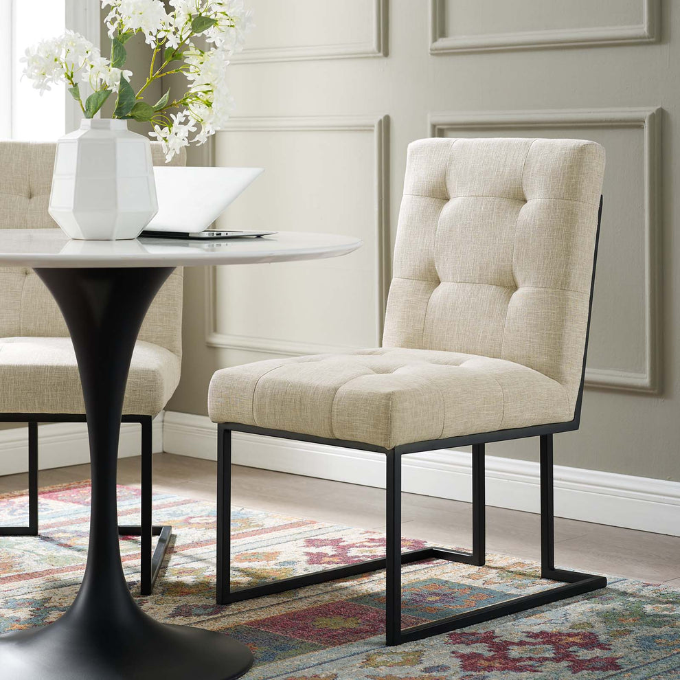 Modway Privy Black Stainless Steel Upholstered Fabric Dining Chair - EEI-3745 | Dining Chairs | Modishstore - 1