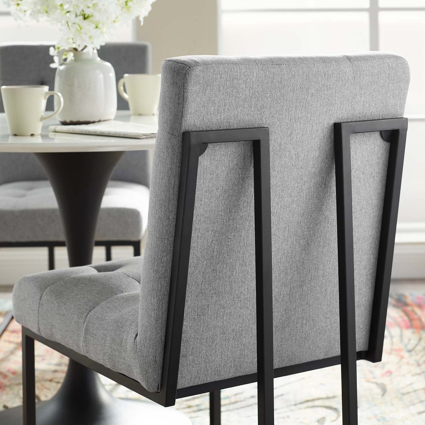 Modway Privy Black Stainless Steel Upholstered Fabric Dining Chair - EEI-3745 | Dining Chairs | Modishstore - 16