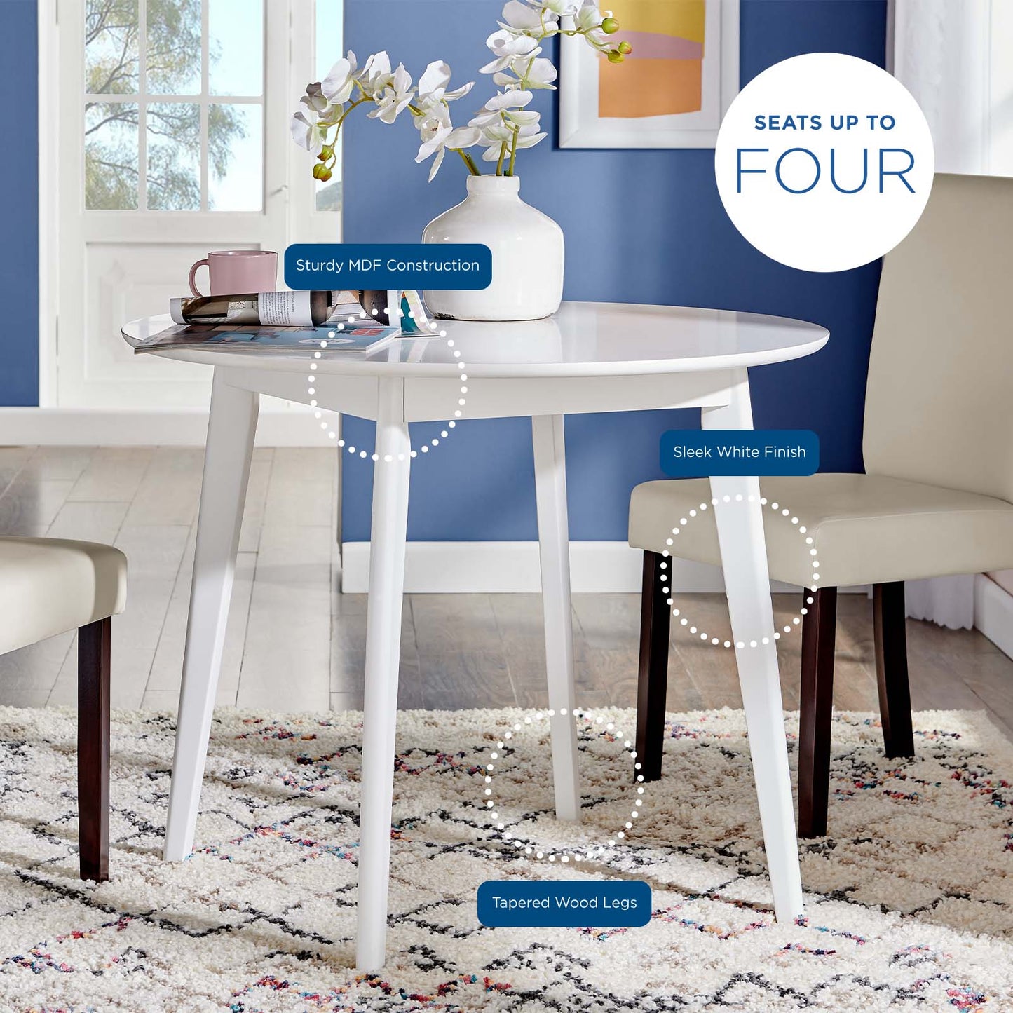 Modway Vision 35" Round White Dining Table | Dining Tables | Modishstore-6