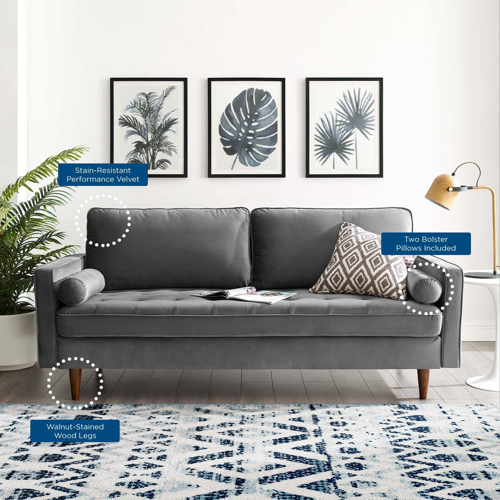 Modway Valour Performance Velvet Sofa - EEI-3764 | Sofas | Modishstore - 30