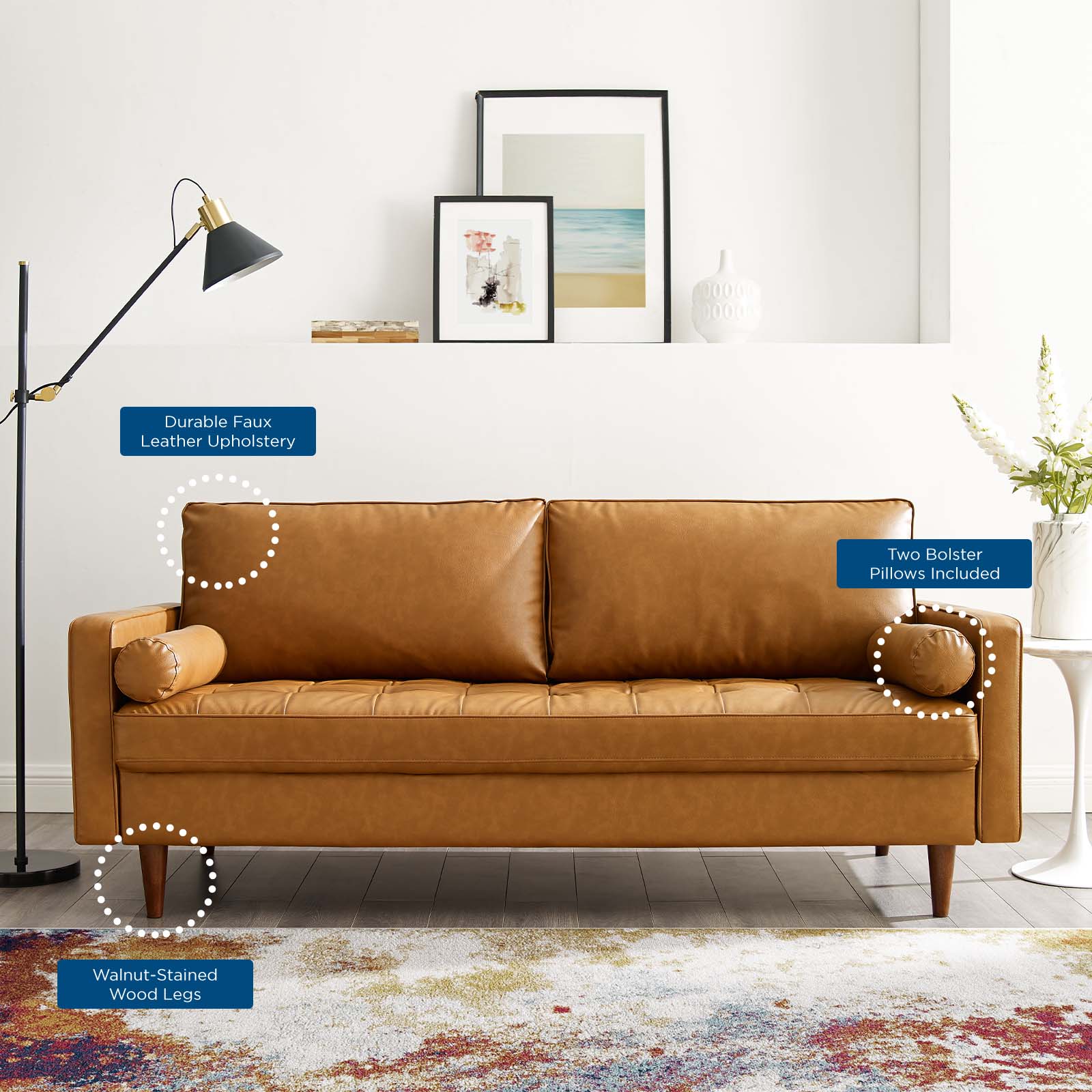 Modway Valour Upholstered Faux Leather Sofa | Sofas | Modishstore-7