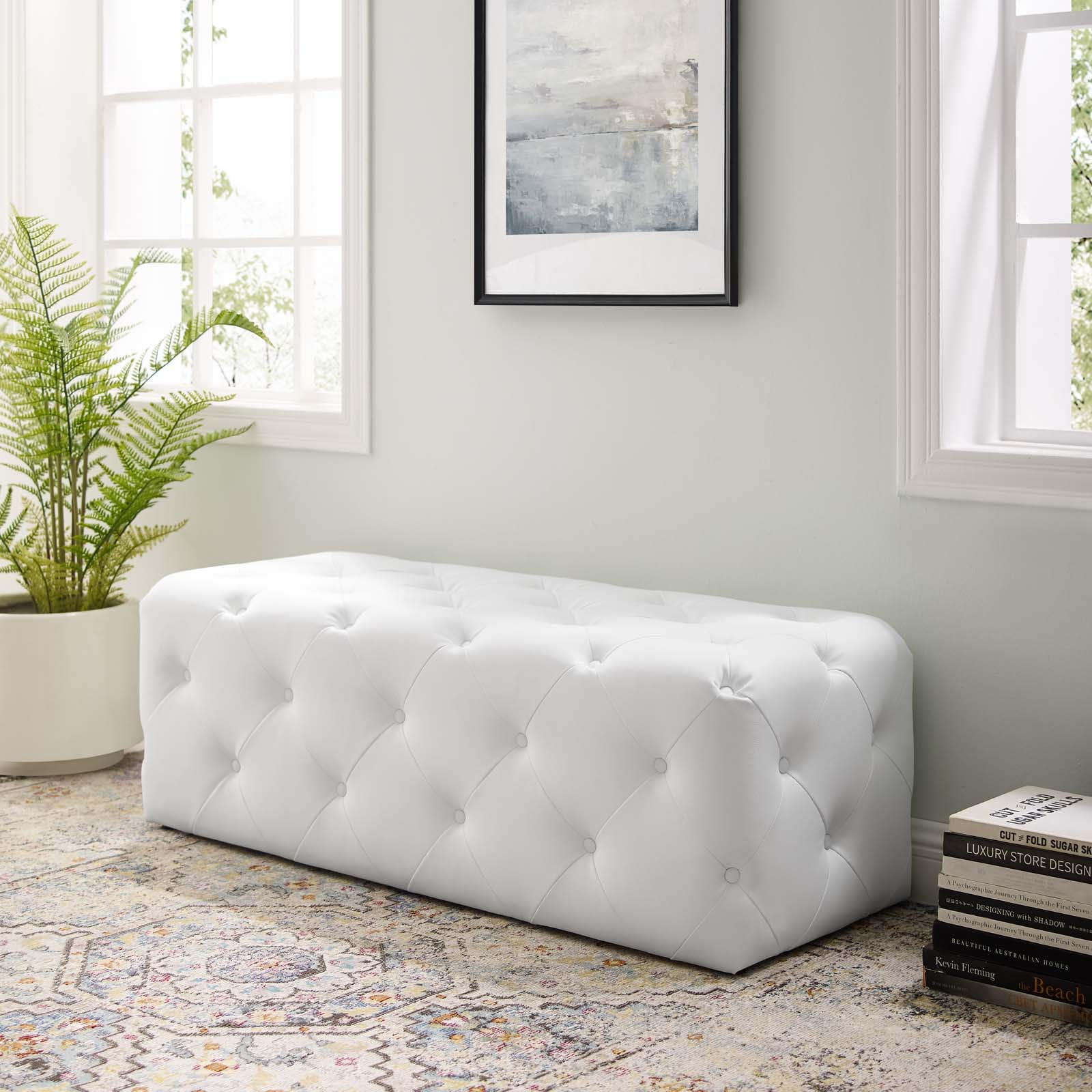 Modway Anthem 48" Tufted Button Entryway Faux Leather Bench | Stools & Benches | Modishstore