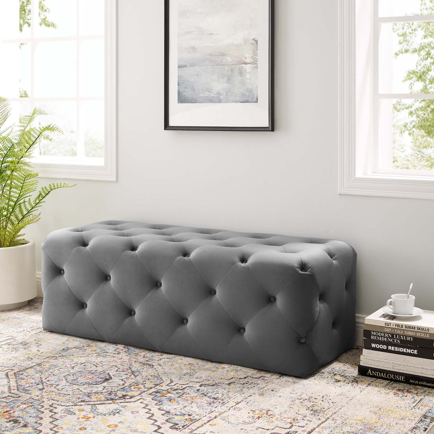 Modway Anthem 48" Tufted Button Entryway Performance Velvet Bench | Stools & Benches | Modishstore-18