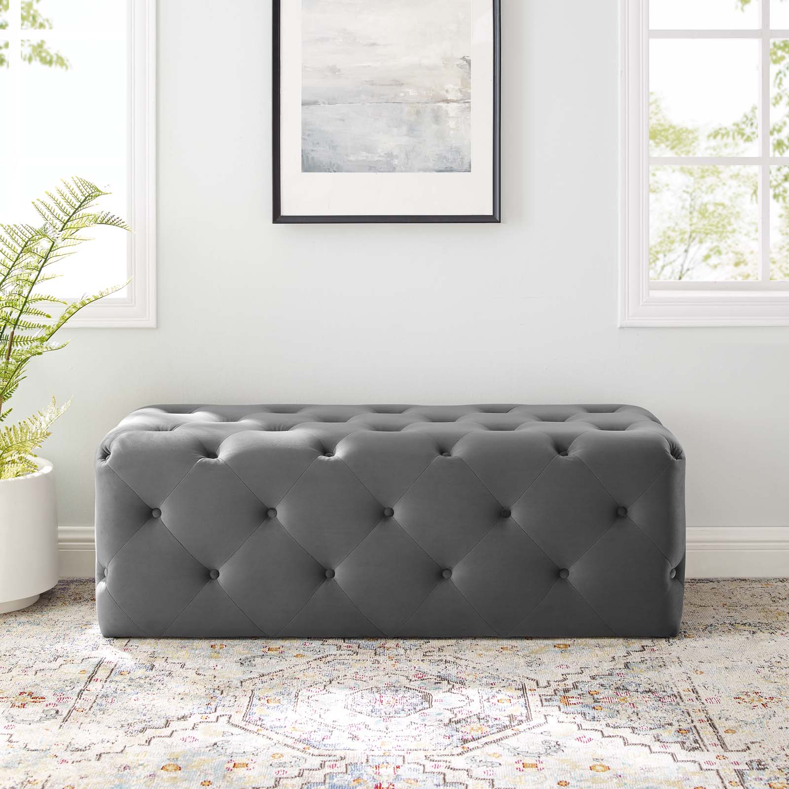 Modway Anthem 48" Tufted Button Entryway Performance Velvet Bench | Stools & Benches | Modishstore-9