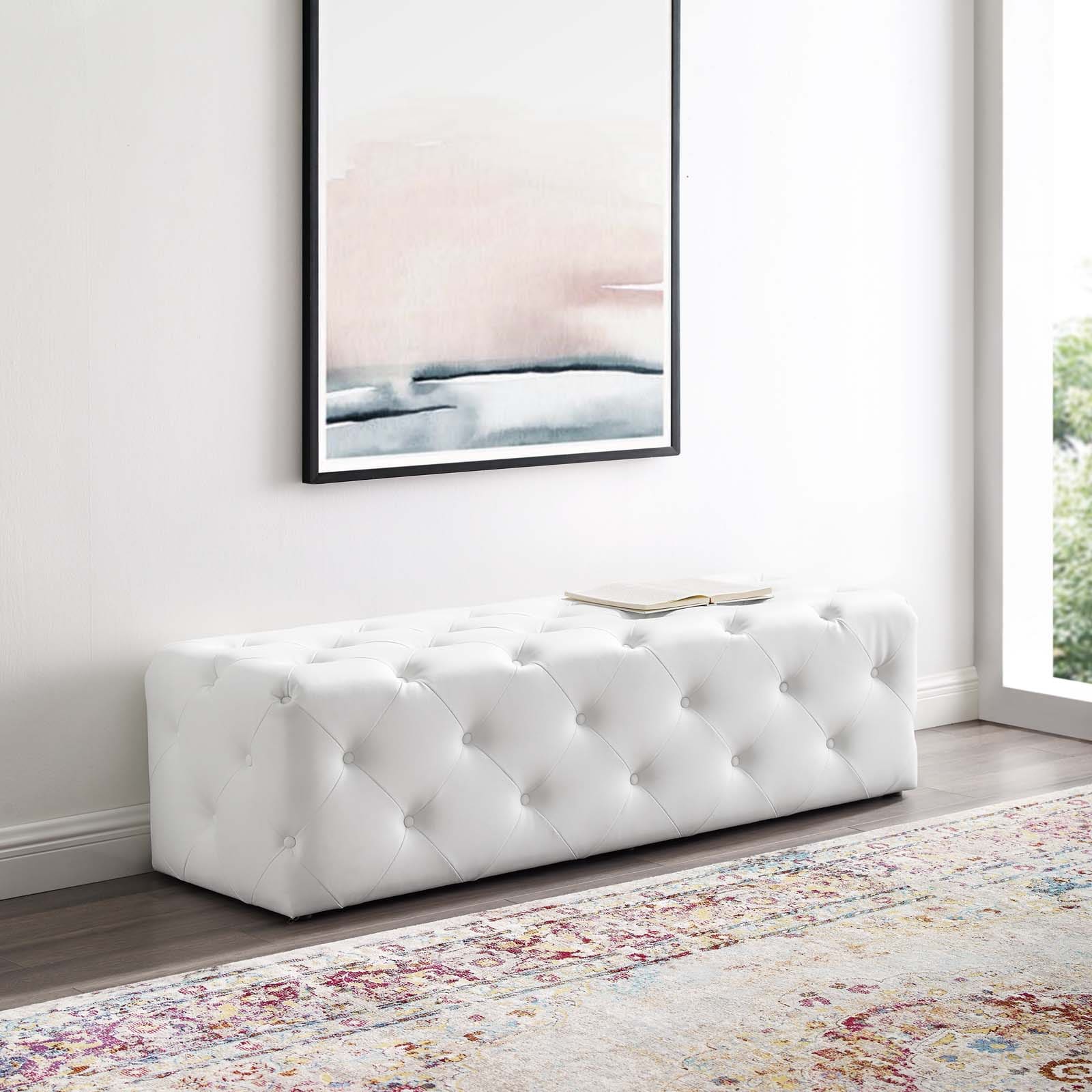Modway Anthem 60" Tufted Button Entryway Faux Leather Bench - EEI-3769 | Benches | Modishstore - 1