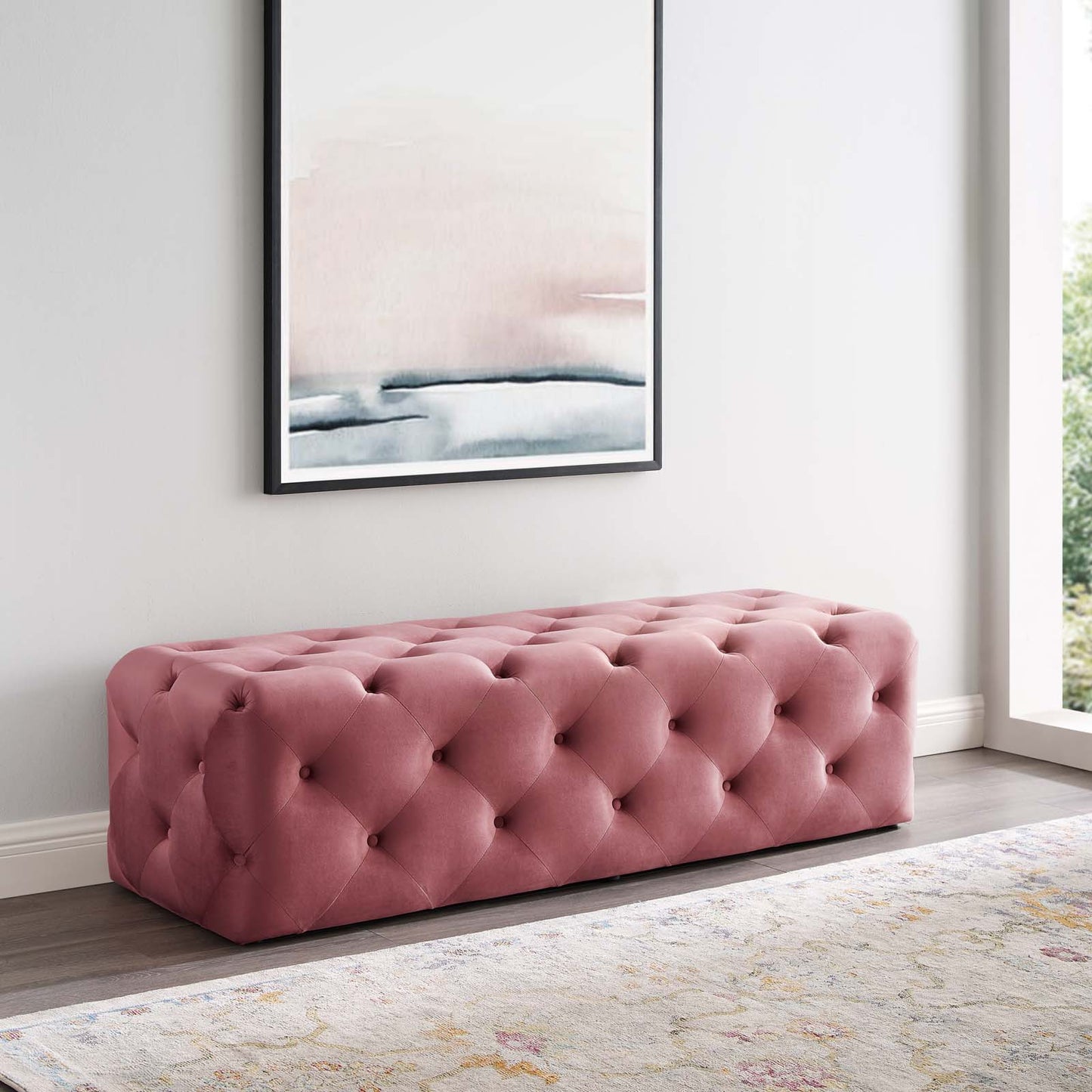 Modway Anthem 60" Tufted Button Entryway Performance Velvet Bench | Stools & Benches | Modishstore
