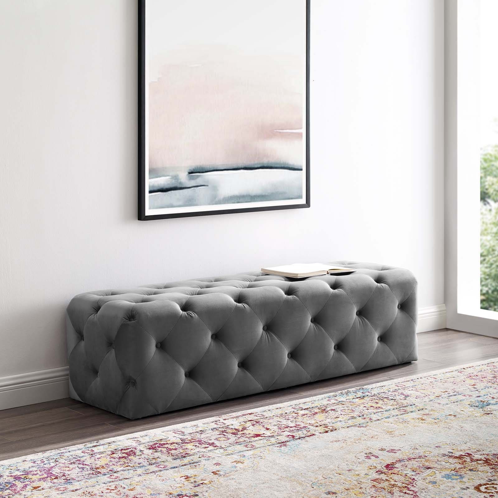 Modway Anthem 60" Tufted Button Entryway Performance Velvet Bench | Stools & Benches | Modishstore-9
