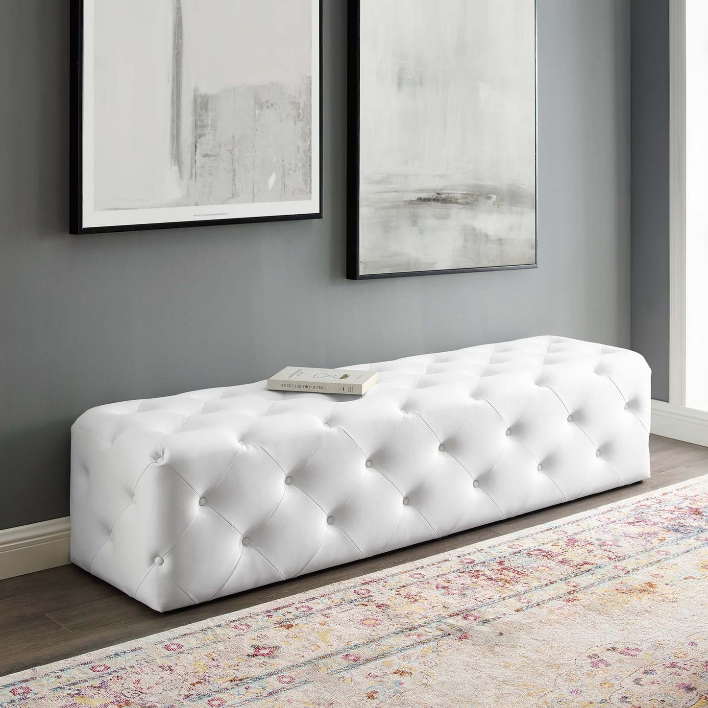 Modway Anthem 72" Tufted Button Entryway Faux Leather Bench - EEI-3771 | Benches | Modishstore - 1