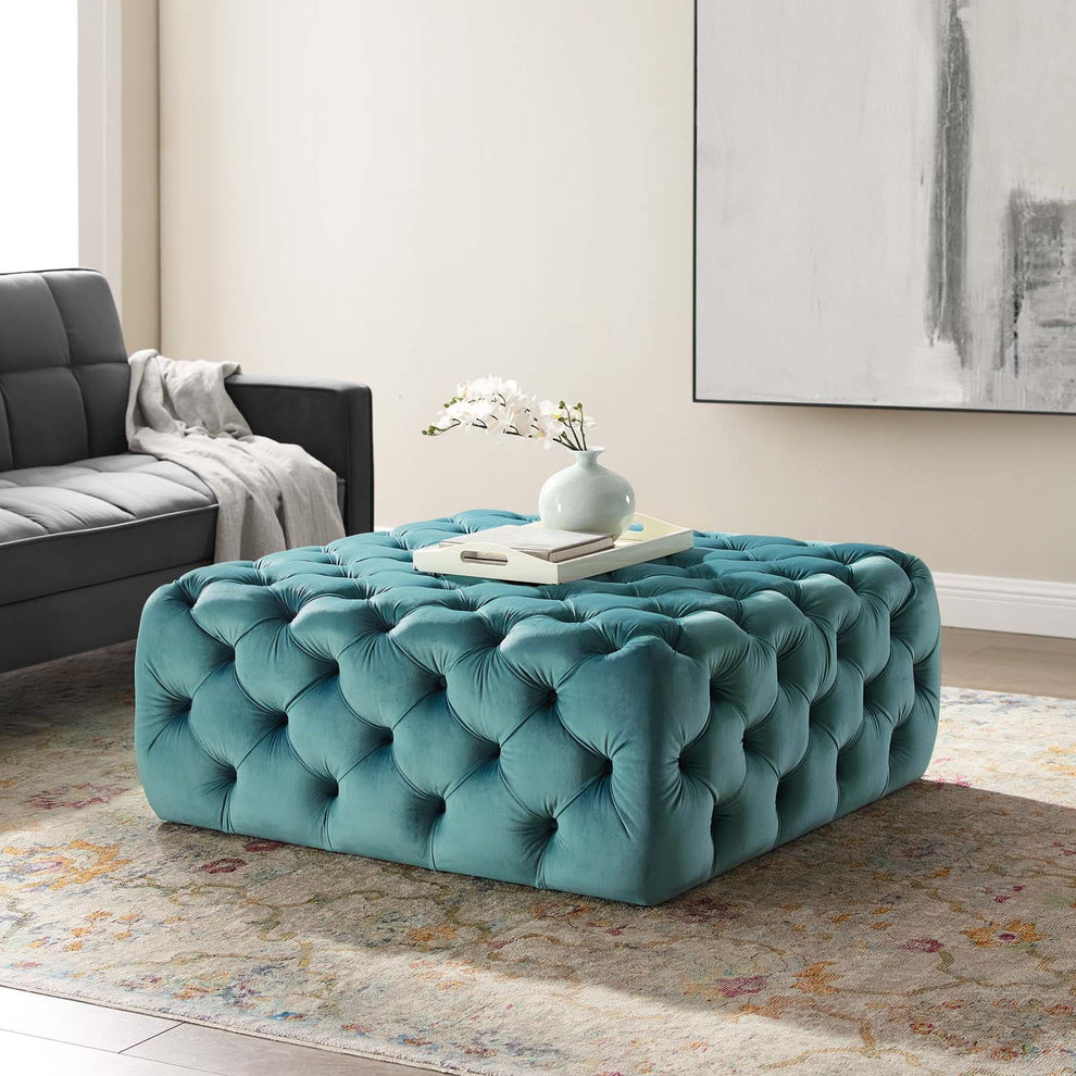 Modway Anthem Tufted Button Large Square Performance Velvet Ottoman - EEI-3774 | Ottomans | Modishstore - 7