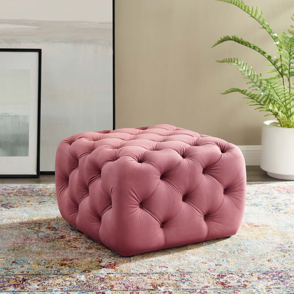Modway Anthem Tufted Button Square Performance Velvet Ottoman - EEI-3776 | Ottomans | Modishstore - 1