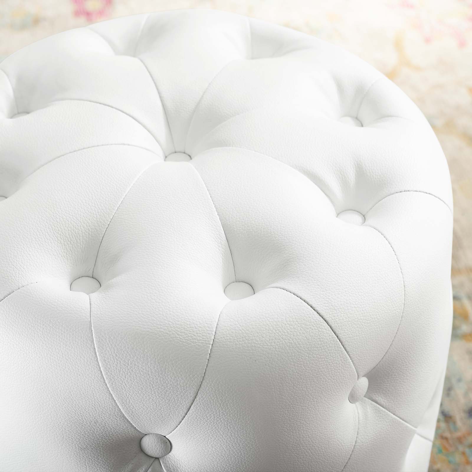 Modway Anthem Tufted Button Round Faux Leather Ottoman - EEI-3777 | Ottomans | Modishstore - 6