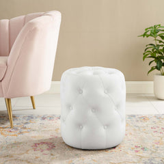 Modway Anthem Faux leather Ottoman with Tufting Round White MDF – EEI-3777