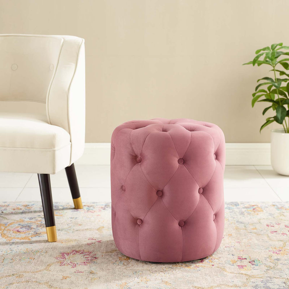 Modway Anthem Tufted Button Round Performance Velvet Ottoman - EEI-3778 | Ottomans | Modishstore - 1