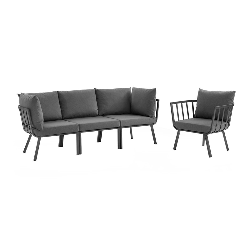 Modway Riverside 4 Piece Outdoor Patio Aluminum Set - EEI-3784 | Outdoor Sofas, Loveseats & Sectionals | Modishstore - 1