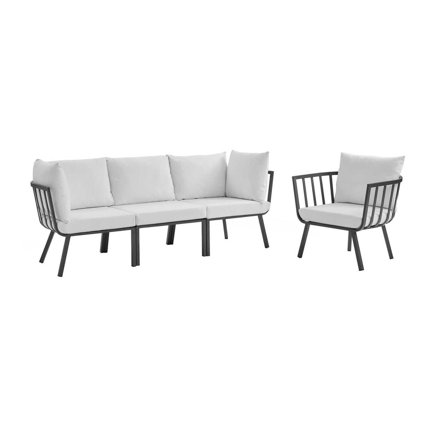 Riverside 4 Piece Outdoor Patio Aluminum Set By Modway - EEI-3785 | Outdoor Sofas, Loveseats & Sectionals | Modishstore - 18