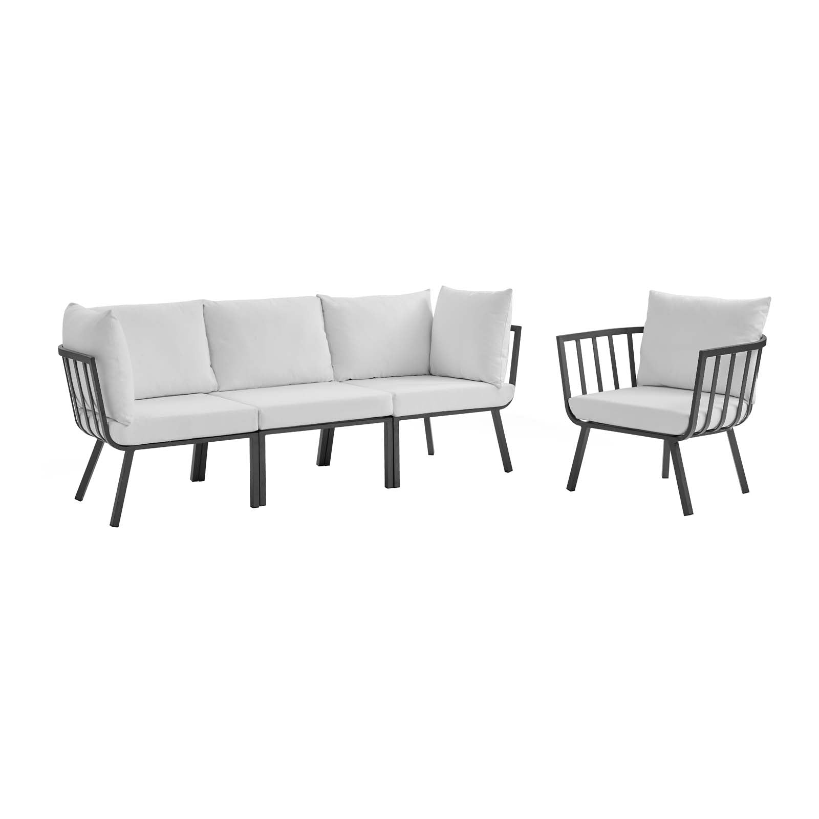 Riverside 4 Piece Outdoor Patio Aluminum Set By Modway - EEI-3785 | Outdoor Sofas, Loveseats & Sectionals | Modishstore - 18