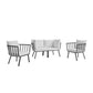 Modway Riverside 4 Piece Outdoor Patio Aluminum Set - EEI-3787 | Outdoor Sofas, Loveseats & Sectionals | Modishstore - 4