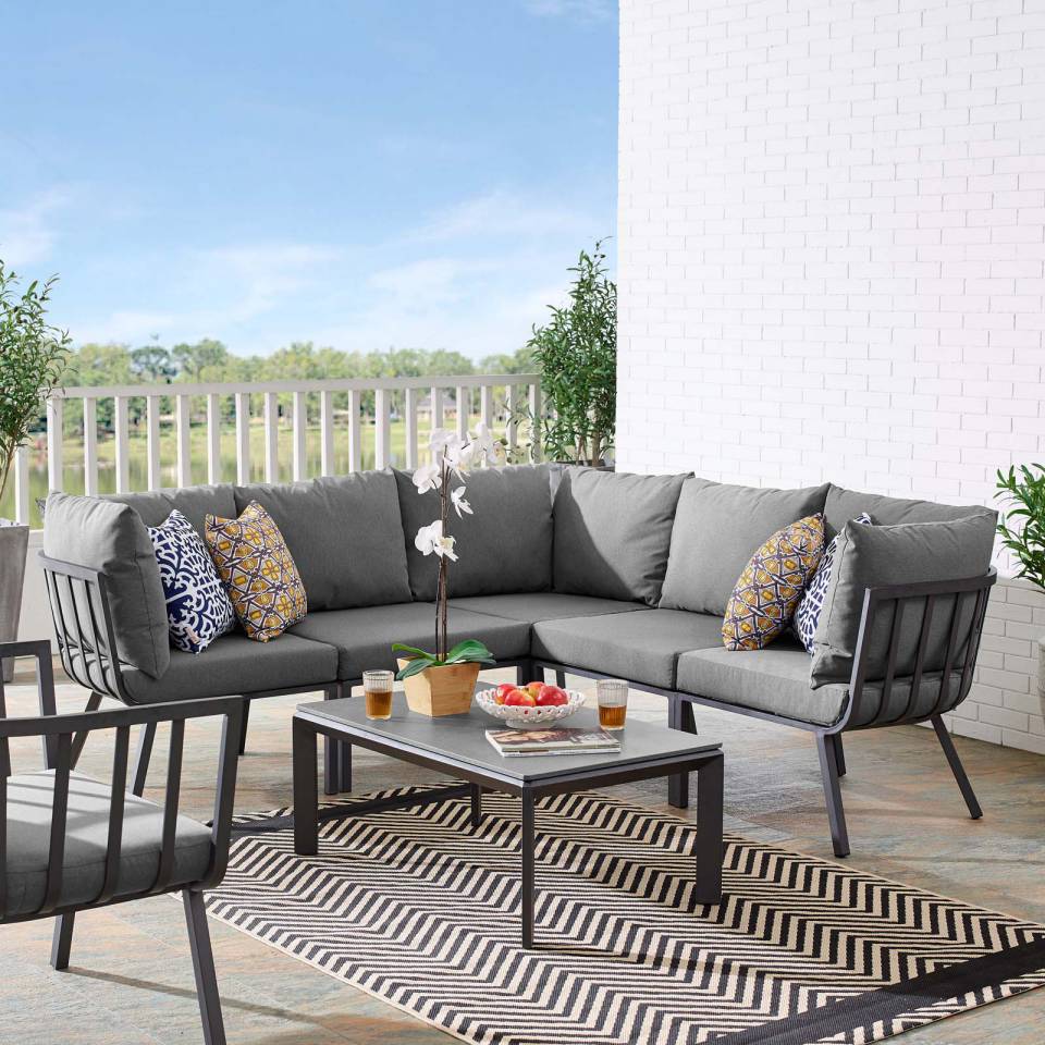 Modway Riverside 6 Piece Outdoor Patio Aluminum Set - EEI-3788 | Modishstore - 1