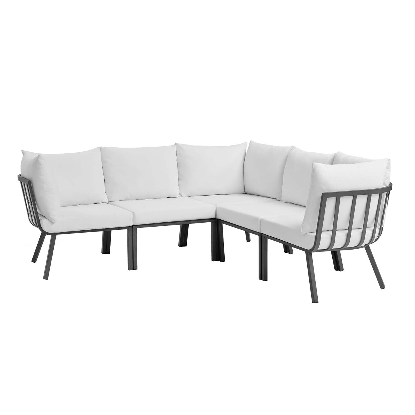 Modway Riverside 5 Piece Outdoor Patio Aluminum Sectional | Outdoor Sofas, Loveseats & Sectionals | Modishstore-12