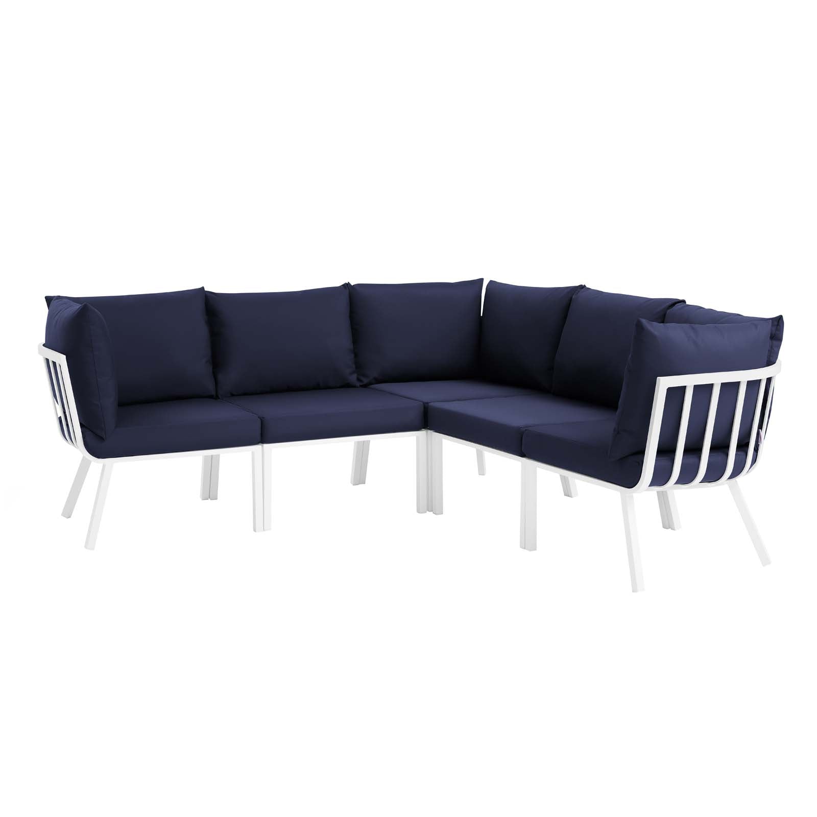 Modway Riverside 5 Piece Outdoor Patio Aluminum Sectional | Outdoor Sofas, Loveseats & Sectionals | Modishstore-14
