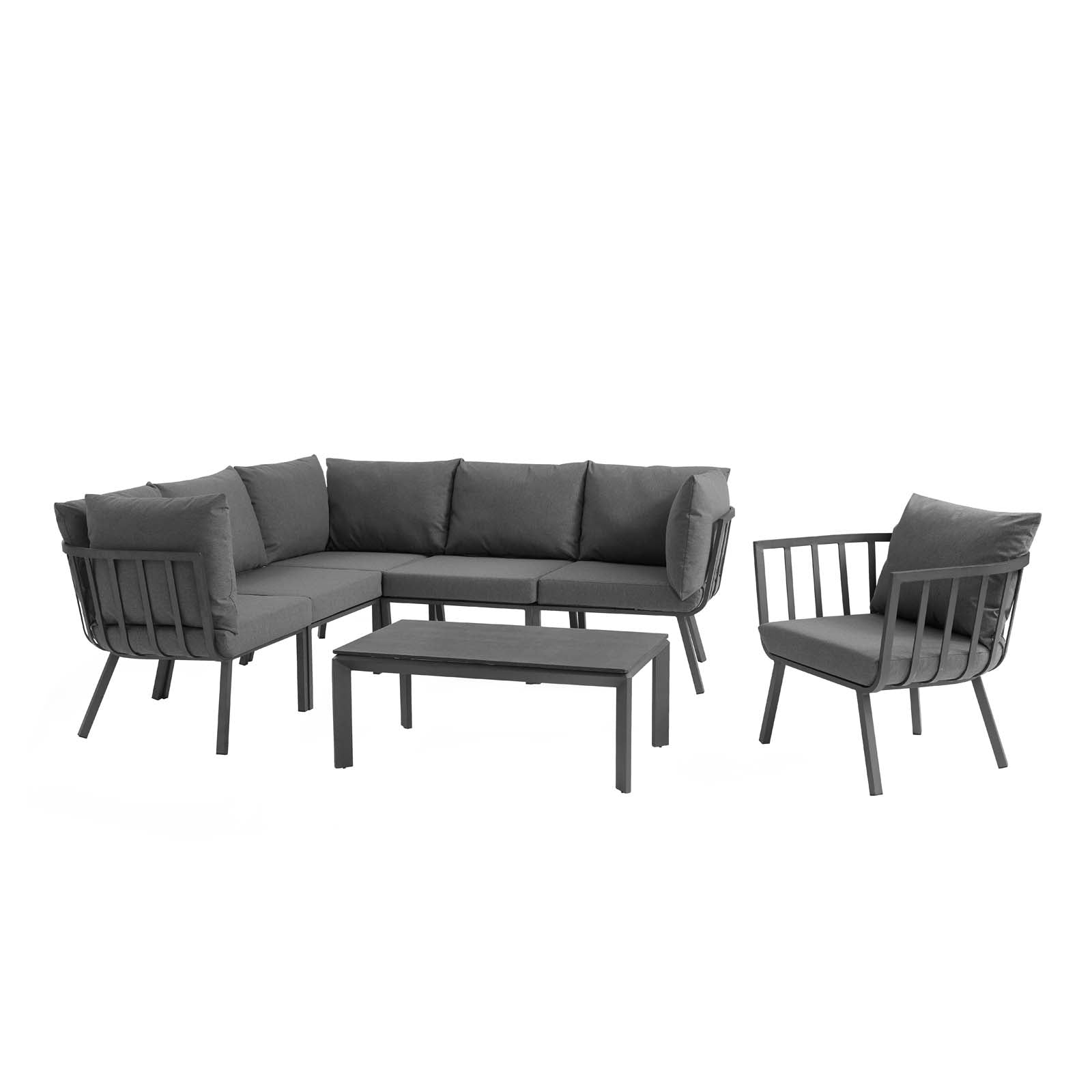 Modway Riverside 7 Piece Outdoor Patio Aluminum Set - EEI-3790 | Outdoor Sofas, Loveseats & Sectionals | Modishstore - 2
