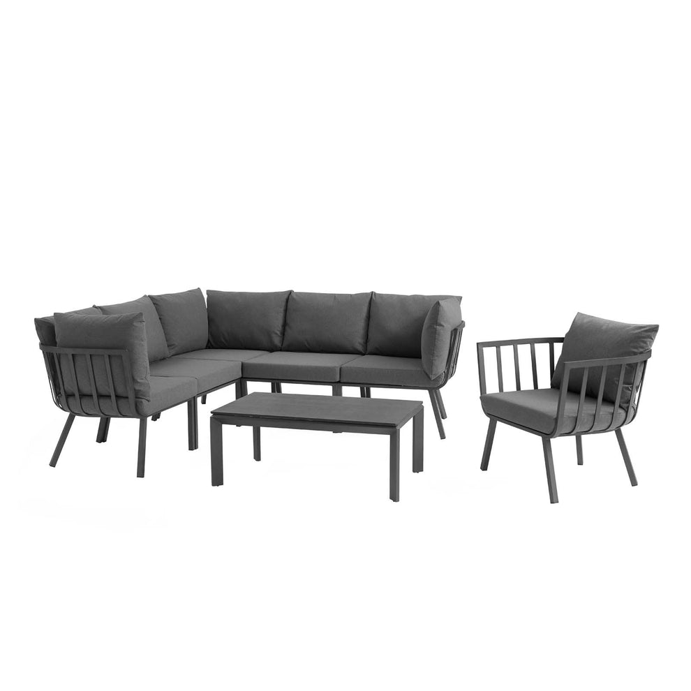 Modway Riverside 7 Piece Outdoor Patio Aluminum Set - EEI-3790 | Outdoor Sofas, Loveseats & Sectionals | Modishstore - 2