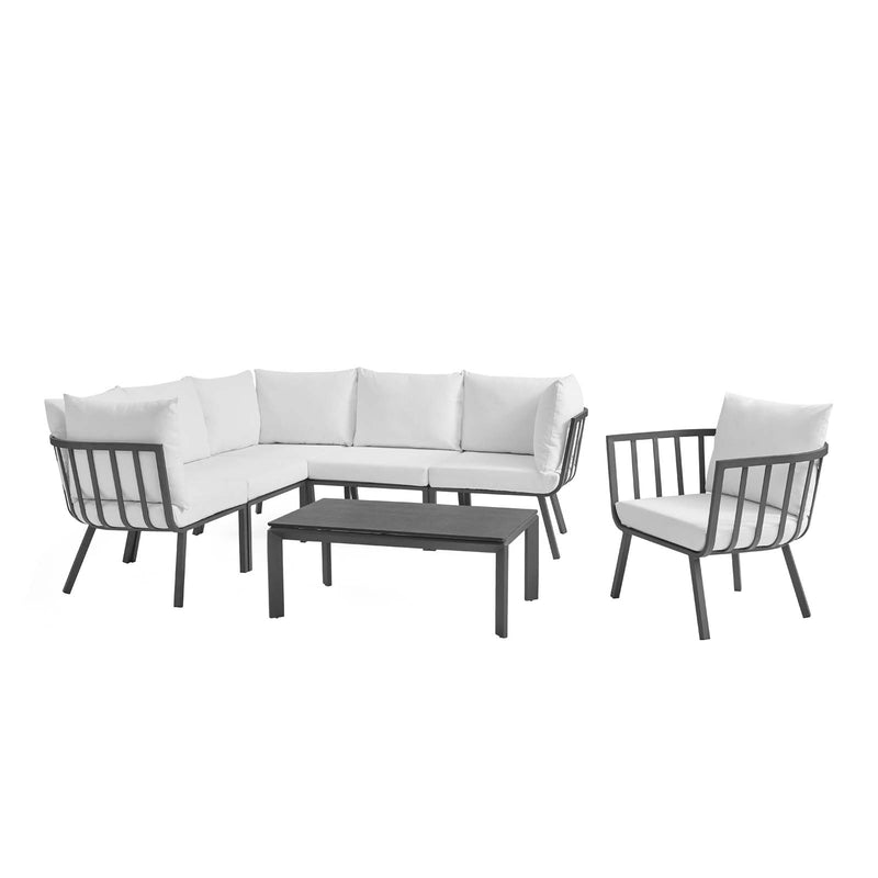 Modway Riverside 7 Piece Outdoor Patio Aluminum Set - EEI-3790 | Outdoor Sofas, Loveseats & Sectionals | Modishstore - 17