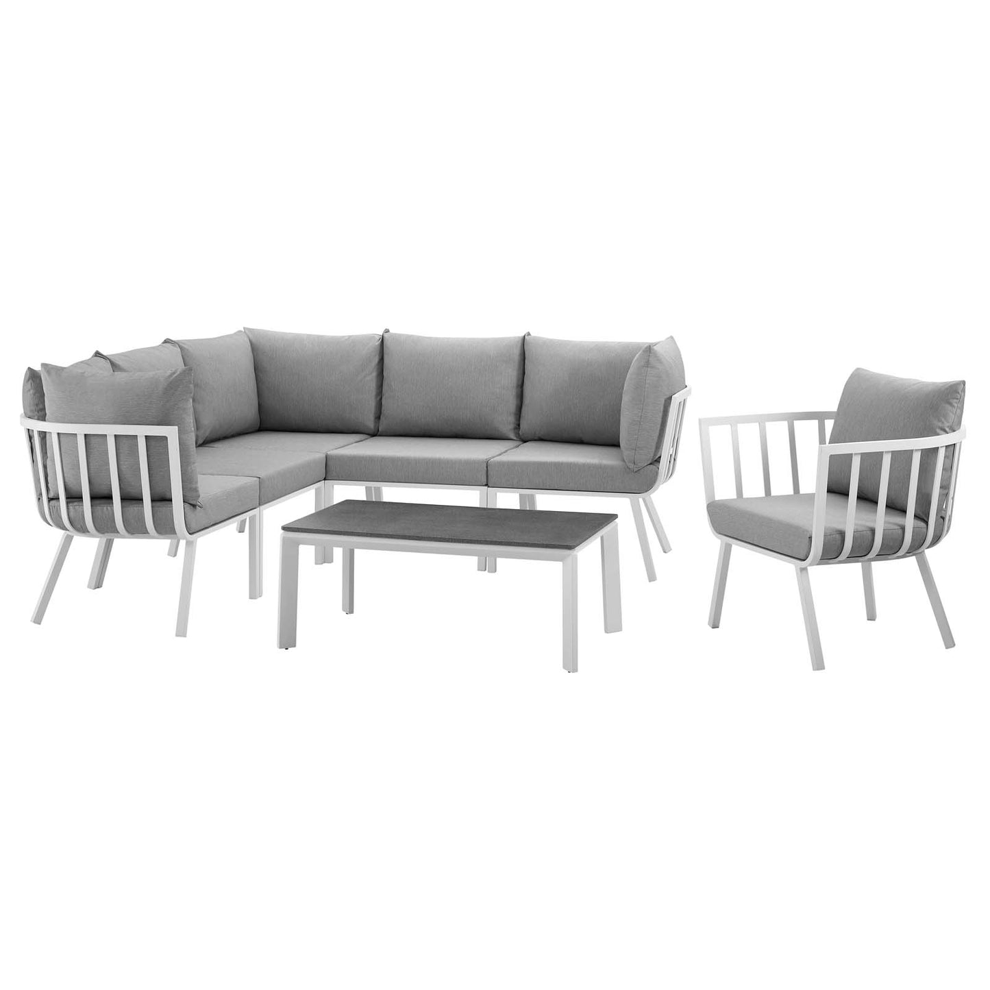 Modway Riverside 7 Piece Outdoor Patio Aluminum Set - EEI-3790 | Outdoor Sofas, Loveseats & Sectionals | Modishstore - 18