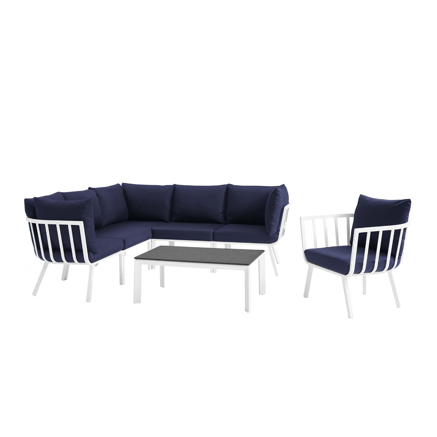 Modway Riverside 7 Piece Outdoor Patio Aluminum Set - EEI-3790 | Outdoor Sofas, Loveseats & Sectionals | Modishstore - 19