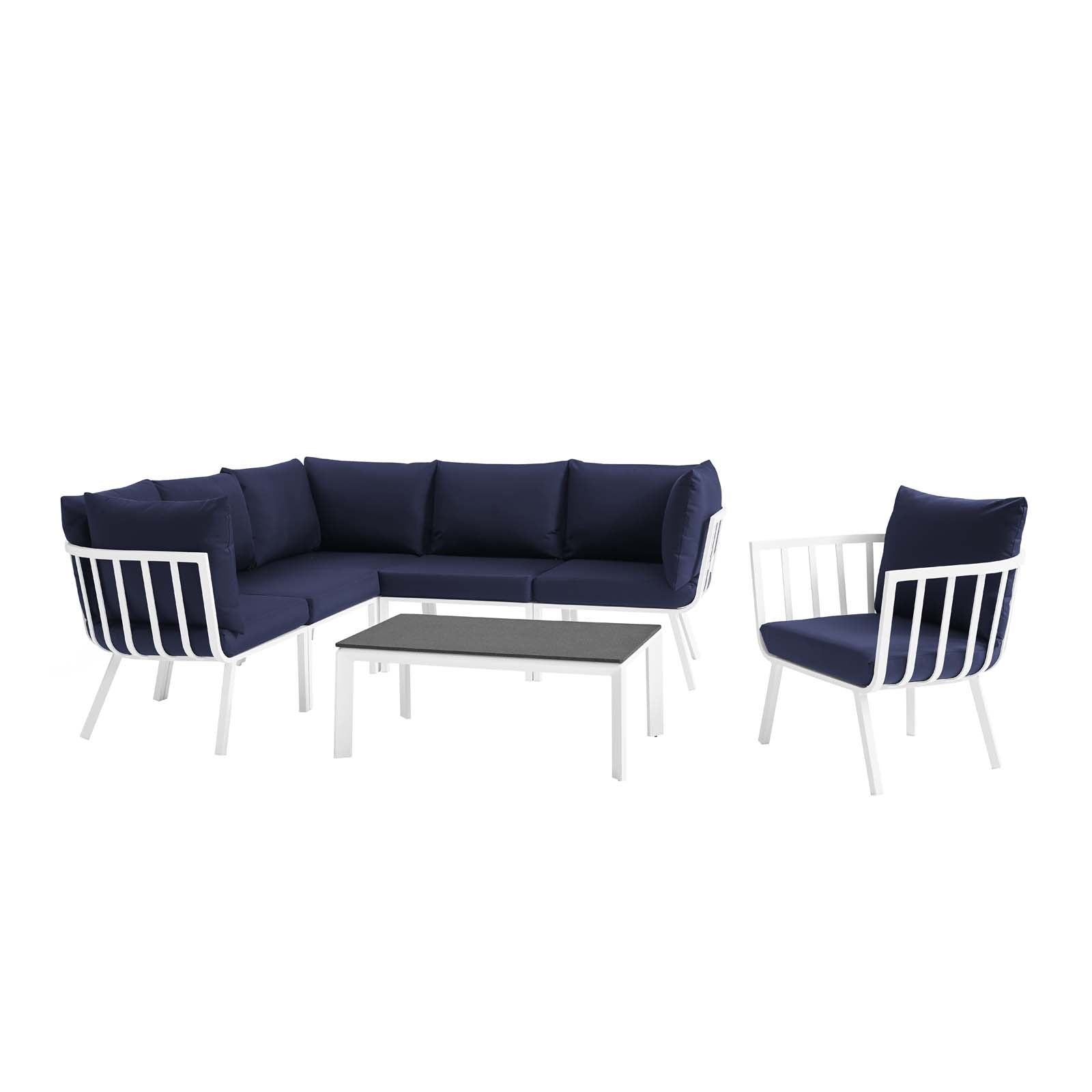 Modway Riverside 7 Piece Outdoor Patio Aluminum Set - EEI-3790 | Outdoor Sofas, Loveseats & Sectionals | Modishstore - 19
