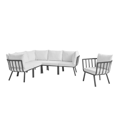 Modway Riverside 6 Piece Outdoor Patio Aluminum Set - EEI-3791 | Outdoor Sofas, Loveseats & Sectionals | Modishstore - 11
