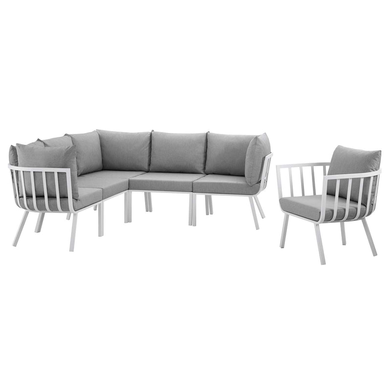 Modway Riverside 6 Piece Outdoor Patio Aluminum Set - EEI-3791 | Outdoor Sofas, Loveseats & Sectionals | Modishstore - 12