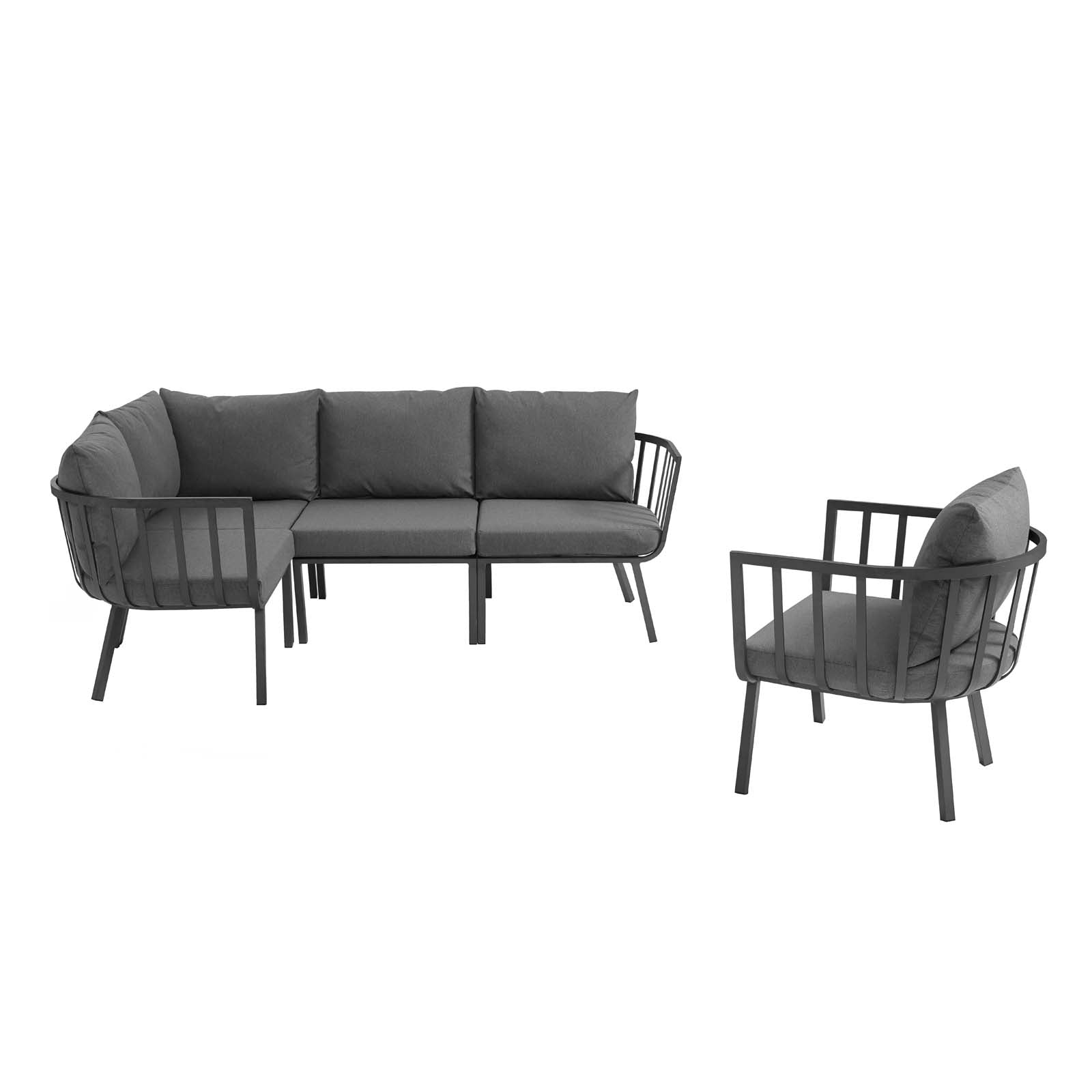 Riverside 5 Piece Outdoor Patio Aluminum Set By Modway | Outdoor Sofas, Loveseats & Sectionals | Modishstore