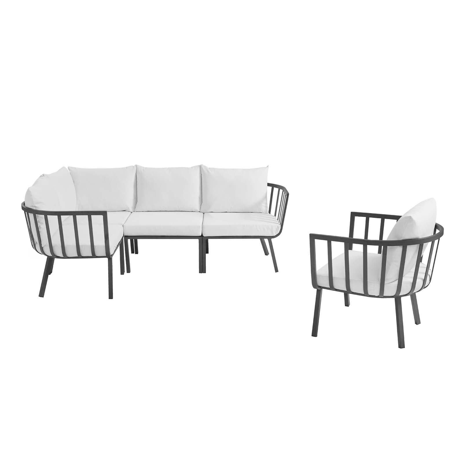 Riverside 5 Piece Outdoor Patio Aluminum Set By Modway | Outdoor Sofas, Loveseats & Sectionals | Modishstore-18