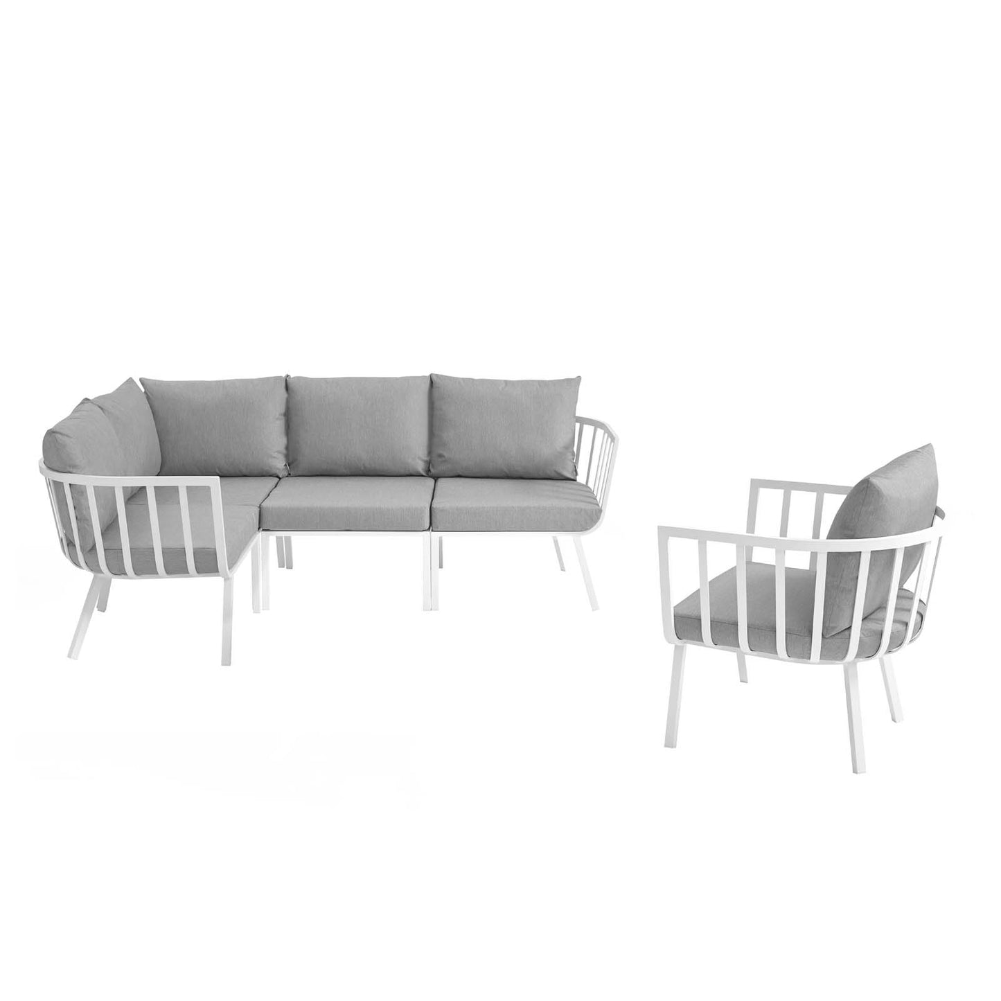 Riverside 5 Piece Outdoor Patio Aluminum Set By Modway | Outdoor Sofas, Loveseats & Sectionals | Modishstore-35