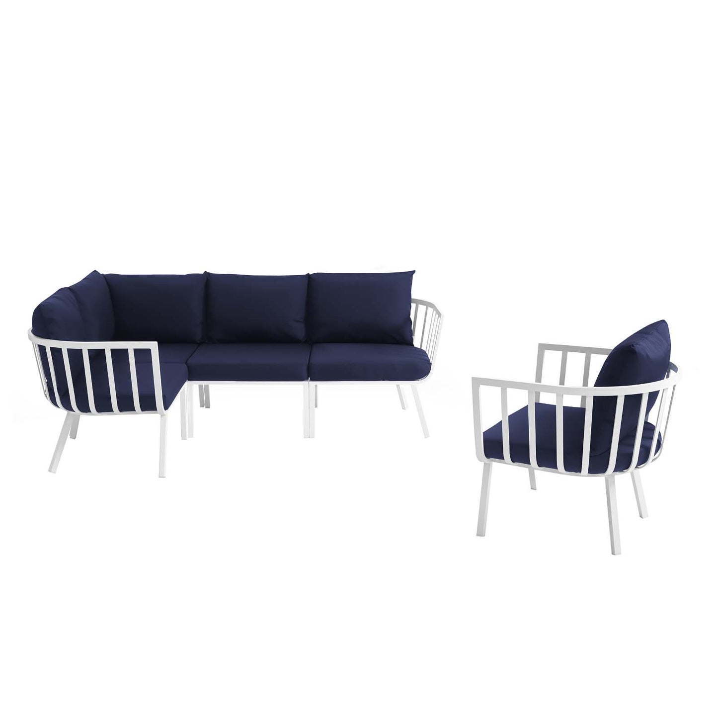 Riverside 5 Piece Outdoor Patio Aluminum Set By Modway - EEI-3792 | Outdoor Sofas, Loveseats & Sectionals | Modishstore - 52