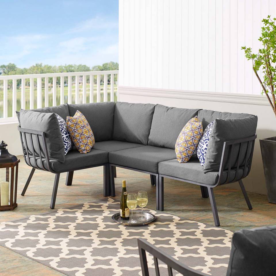 Modway Riverside 4 Piece Outdoor Patio Aluminum Sectional - EEI-3794 | Outdoor Sofas, Loveseats & Sectionals | Modishstore - 1