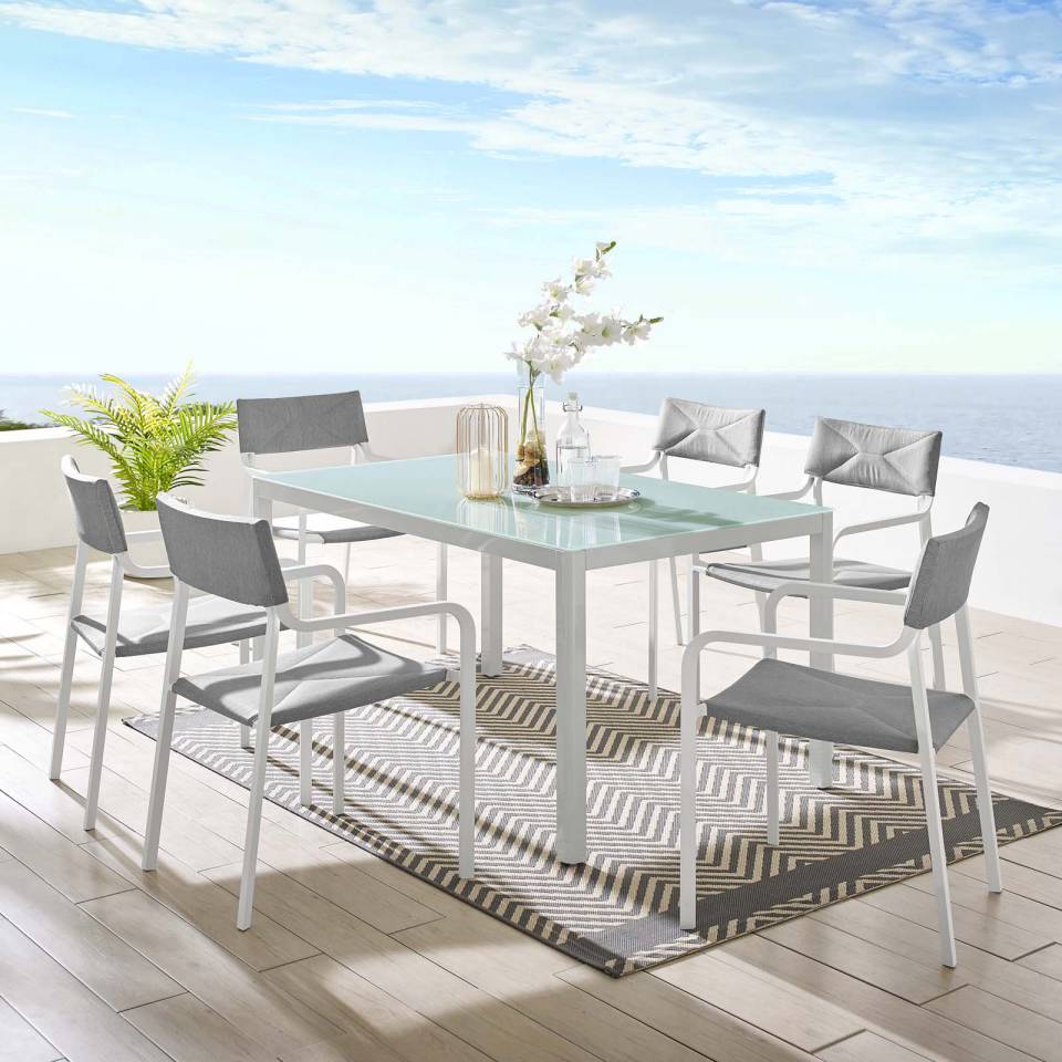 Modway Raleigh 7 Piece Outdoor Patio Aluminum Dining Set | Outdoor Dining Sets | Modishstore